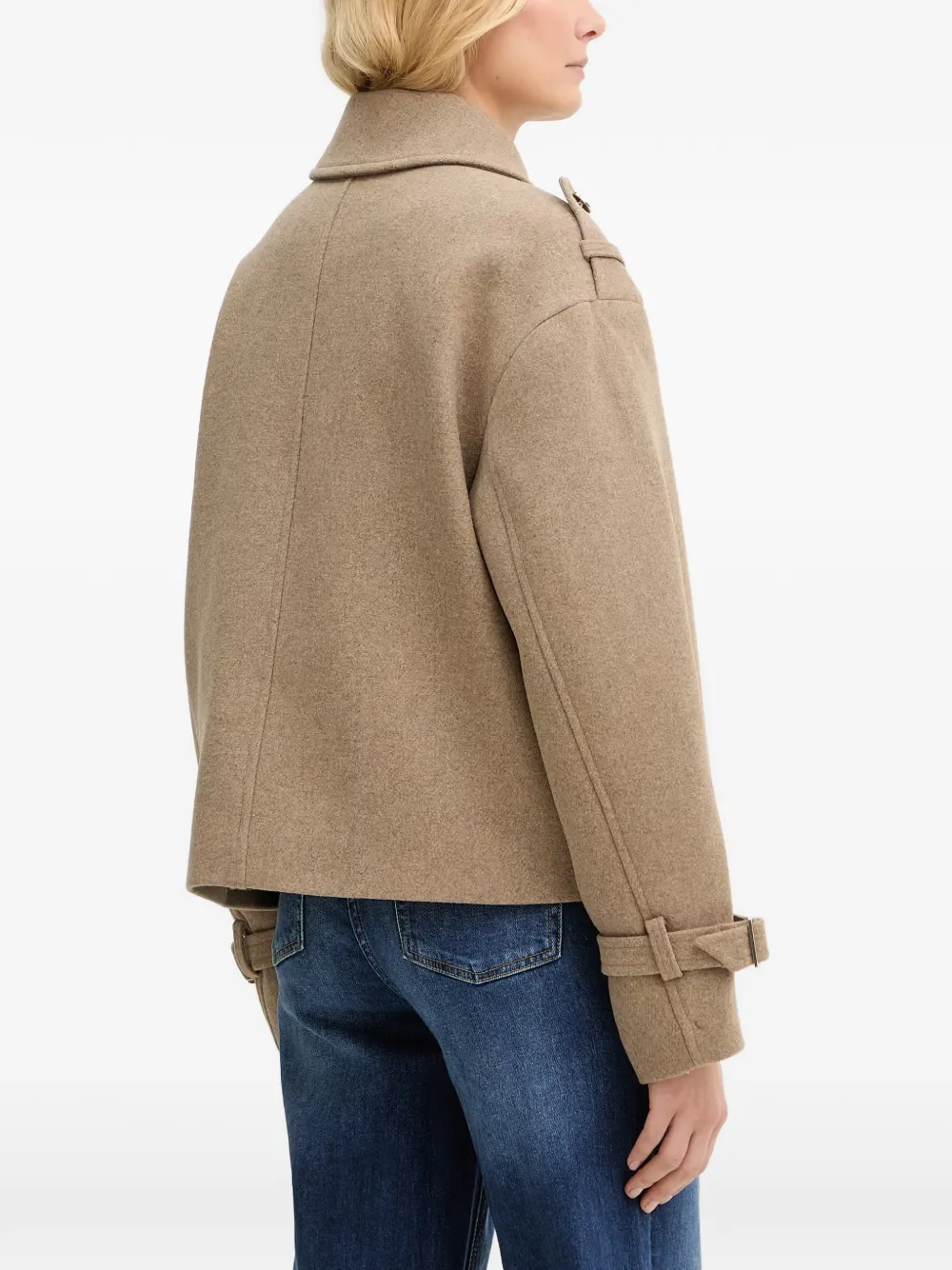 Morgan Goyam jas met dubbele rij knopen en manchetten met gesp Beige
