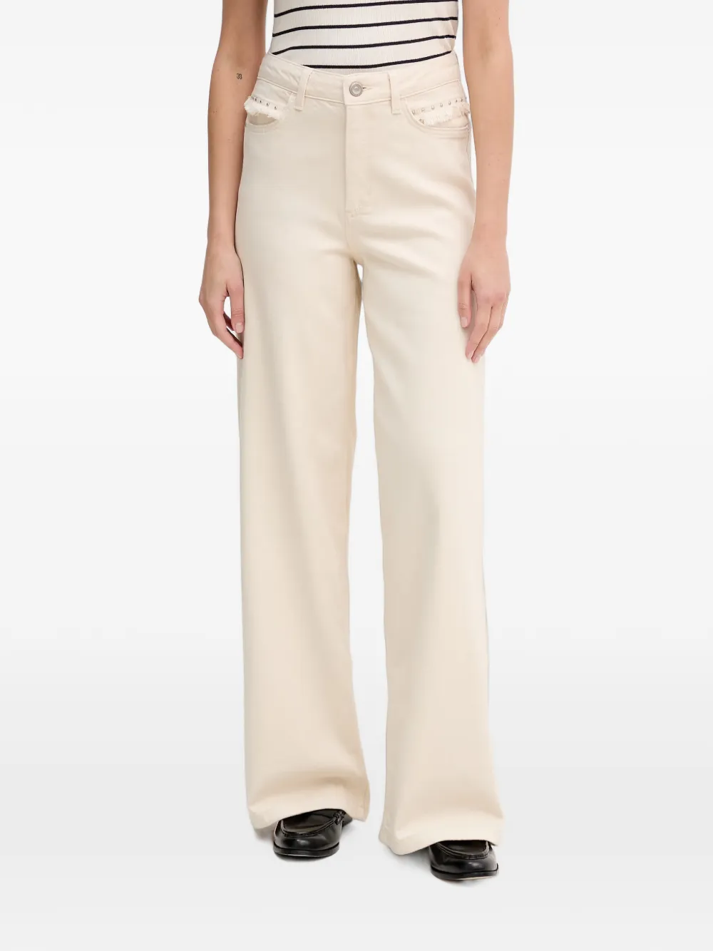 Mos Mosh Colette stud-embellished frayed-edge jeans - Toni neutri