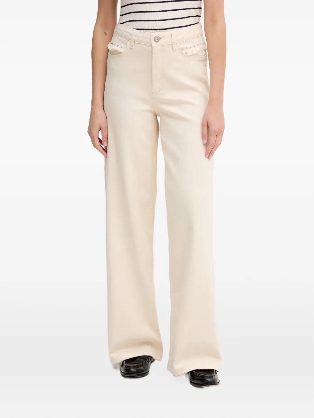 Mos Mosh Colette stud-embellished frayed-edge jeans - Toni neutri