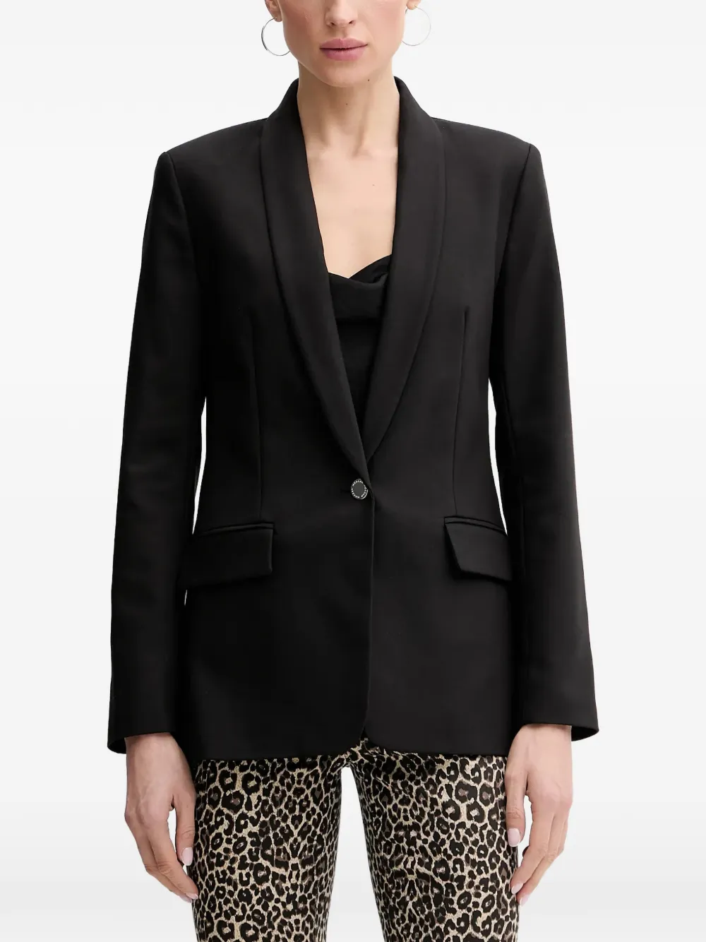 Morgan Viko.f Shawl-lapel Single-breasted Blazer In Black