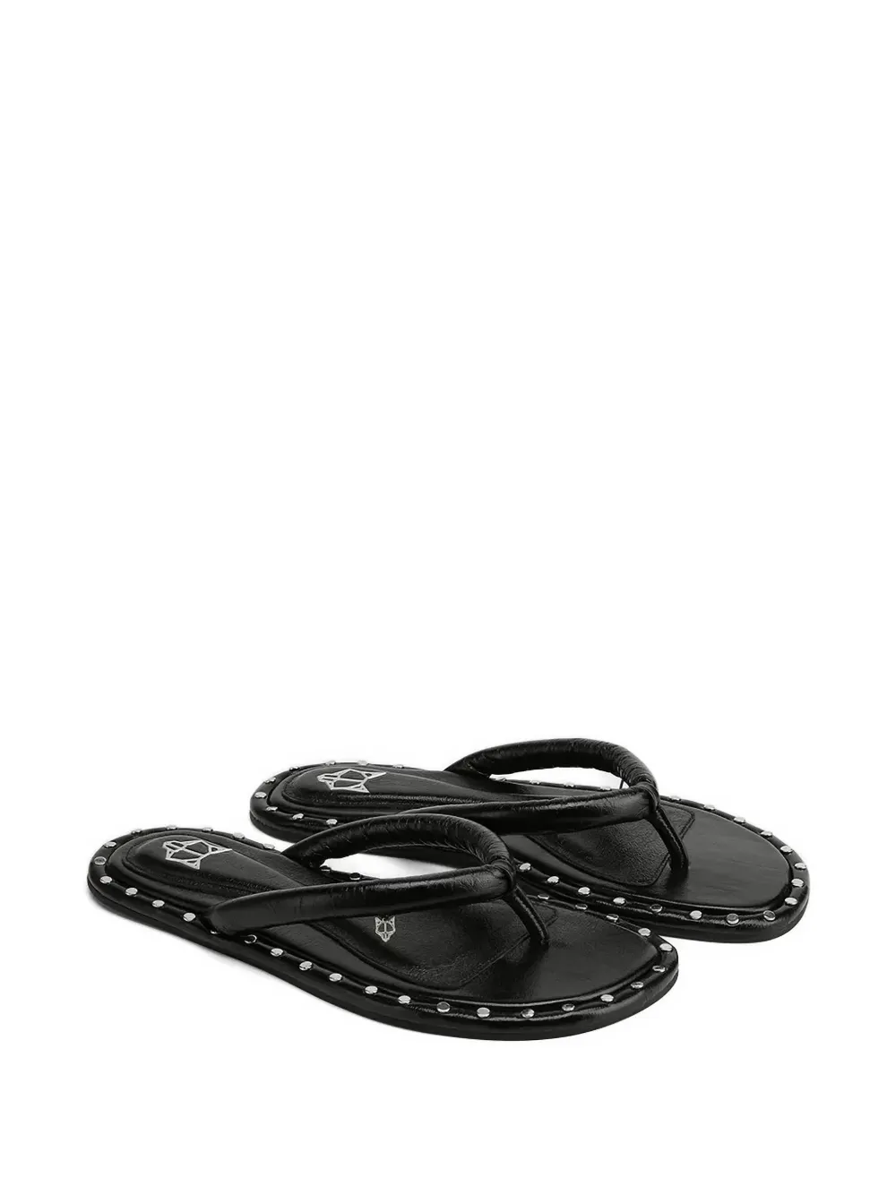 NAKED WOLFE Grenada gewatteerde teenslippers met studs Zwart