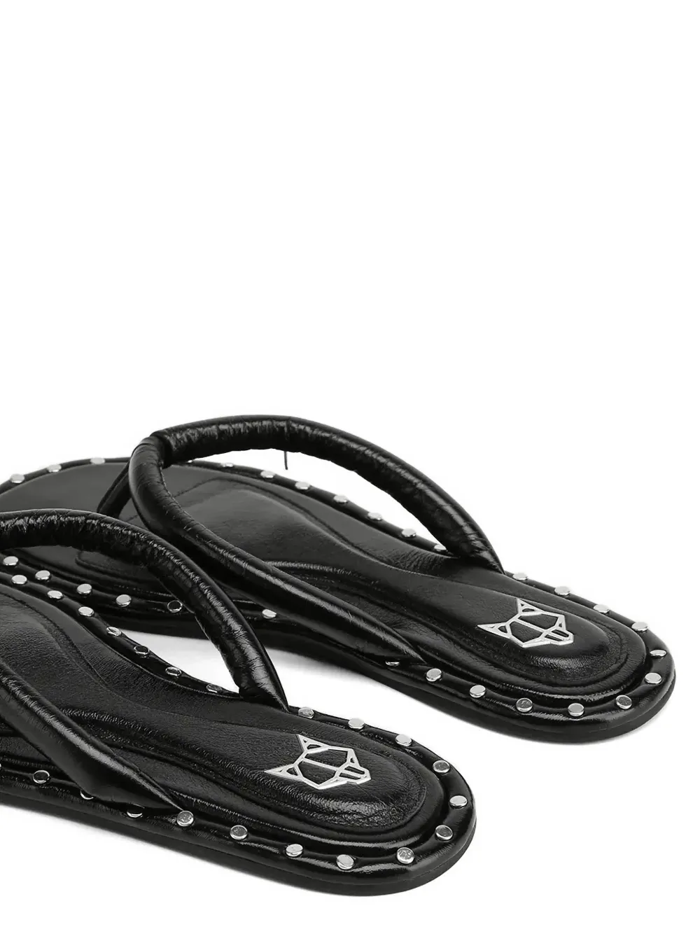 NAKED WOLFE Grenada gewatteerde teenslippers met studs Zwart