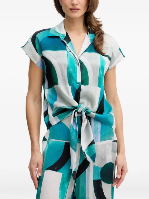 Joseph Ribkoff abstract-print tie-front top