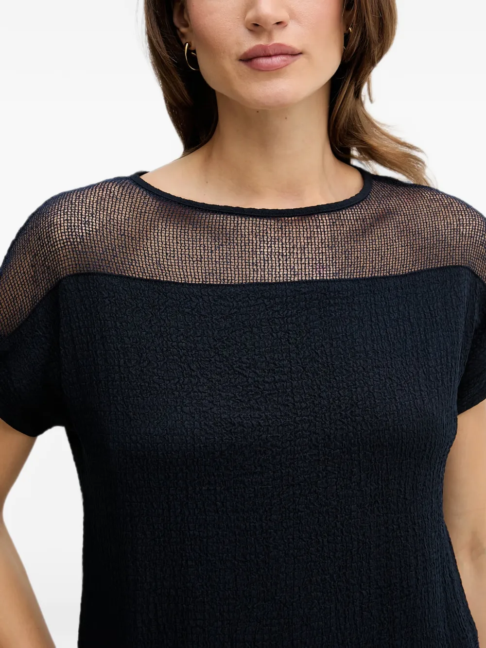 Joseph Ribkoff Top met mesh vlak en textuur Blauw