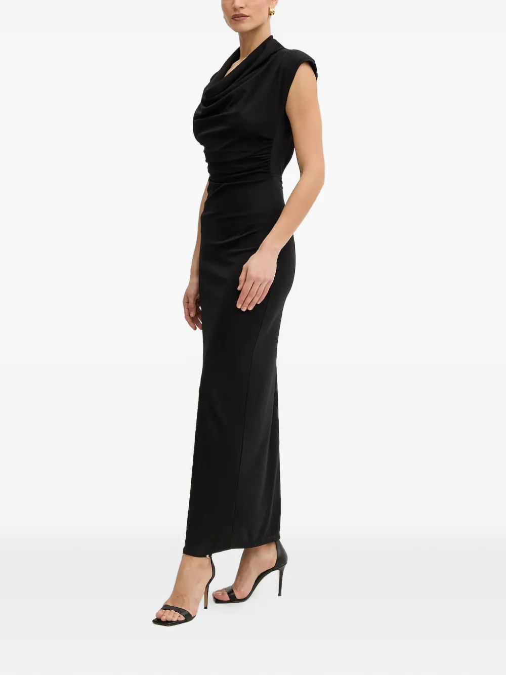 FRACOMINA Maxi-jurk met open rug en col Zwart