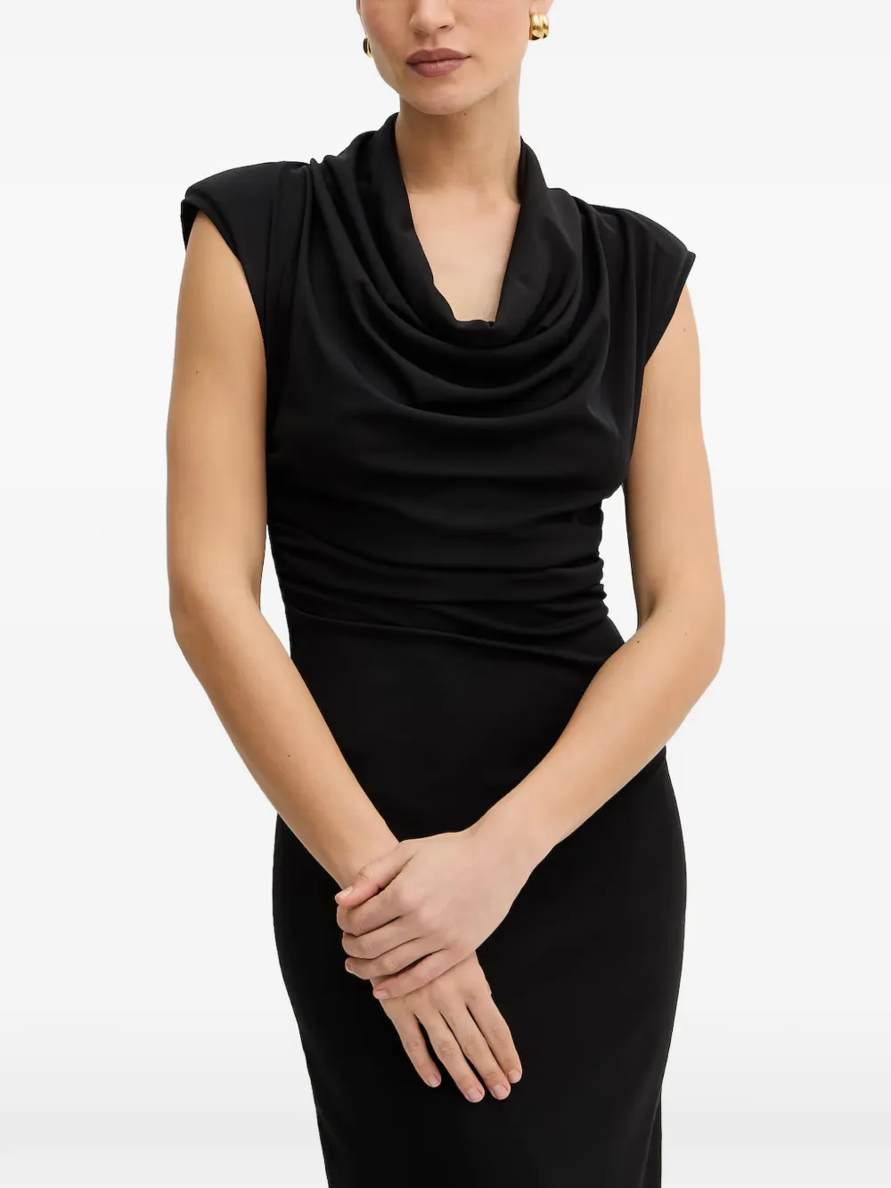 FRACOMINA Maxi-jurk met open rug en col Zwart