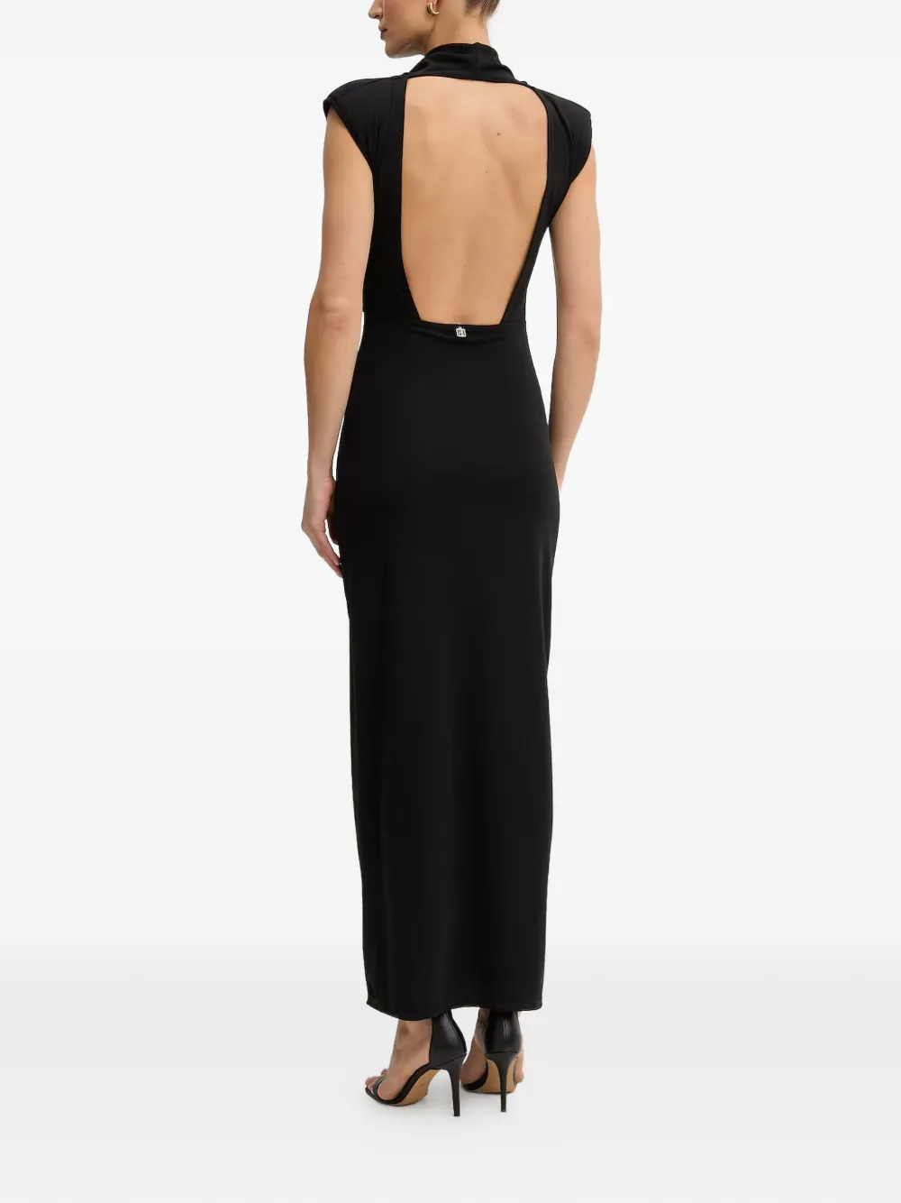 FRACOMINA Maxi-jurk met open rug en col Zwart