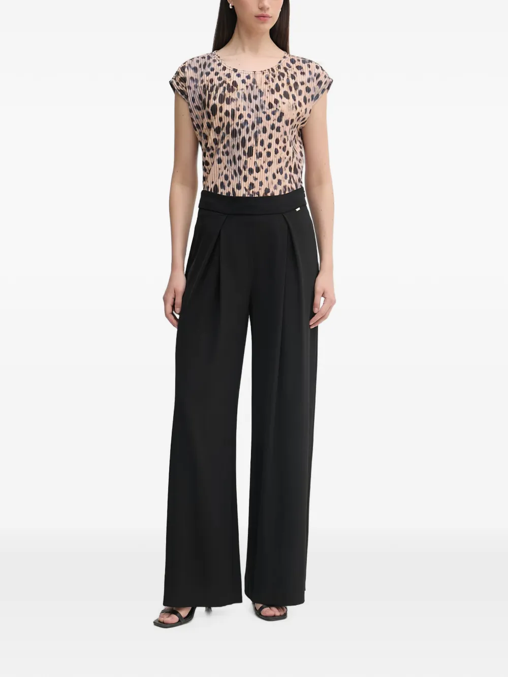Joseph Ribkoff Plissé top met luipaardprint Beige
