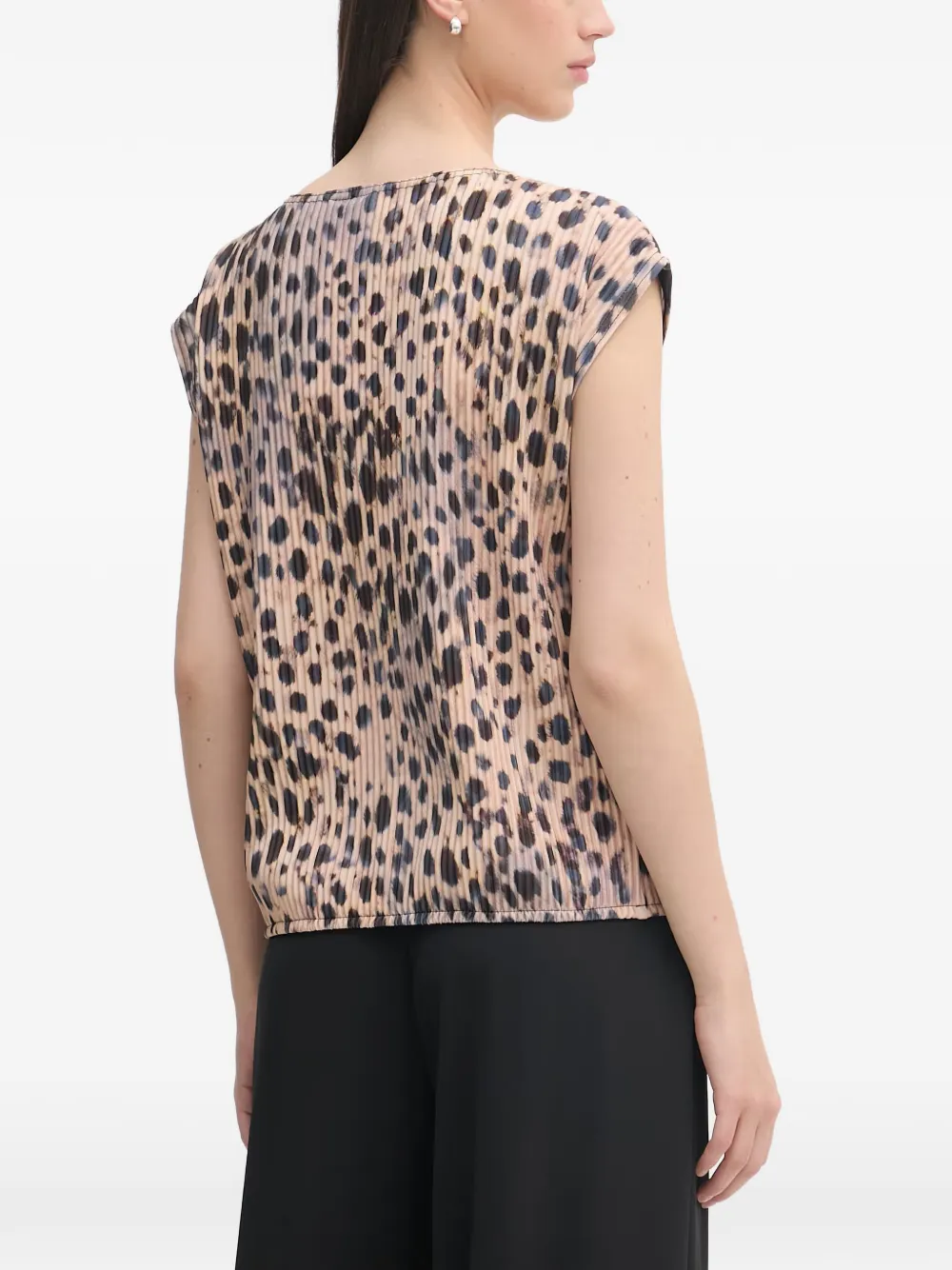 Joseph Ribkoff Plissé top met luipaardprint Beige