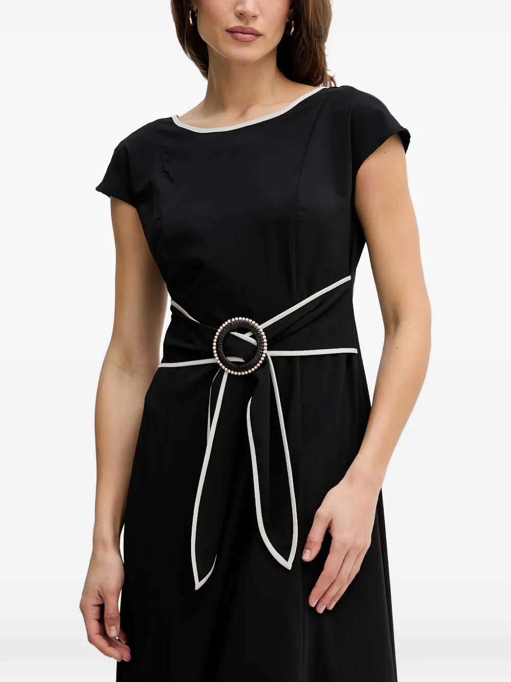 Joseph Ribkoff midi-jurk met gespdetail en afwerking Zwart