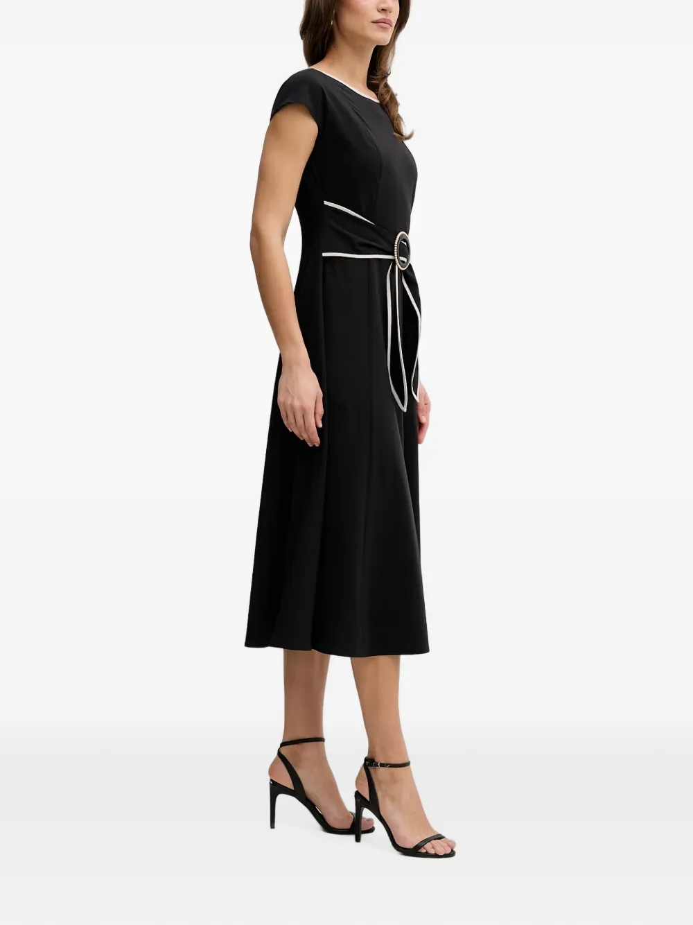 Joseph Ribkoff midi-jurk met gespdetail en afwerking Zwart