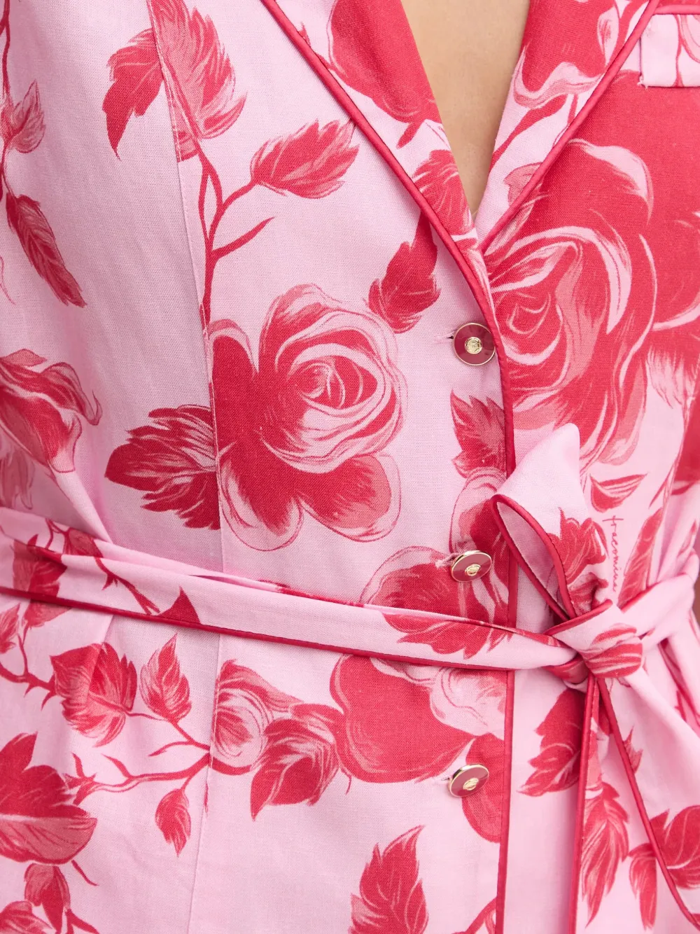FRACOMINA Blouse met ceintuur en bloemenprint Roze