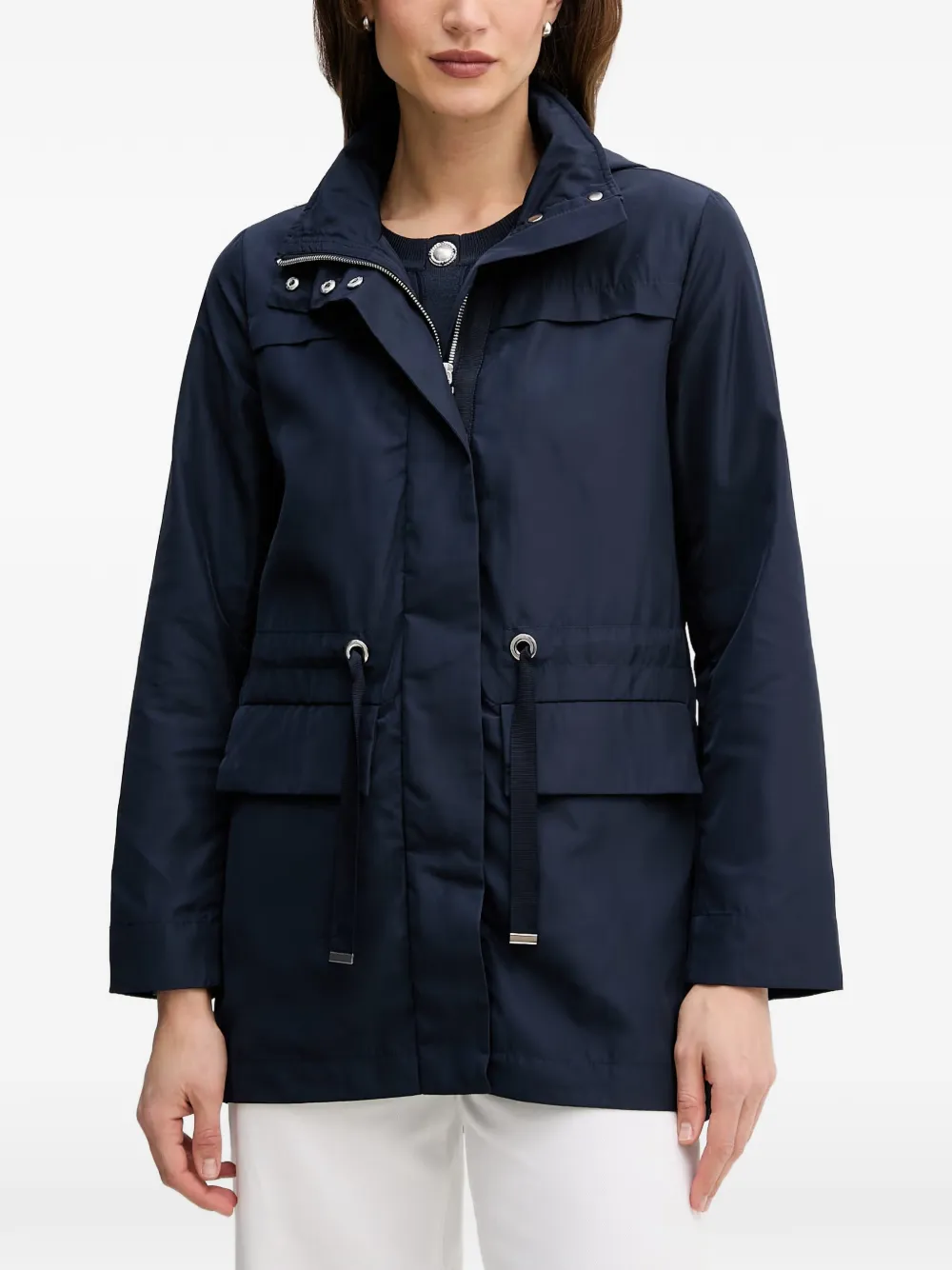 Joseph Ribkoff Hooded Drawstring Jacket In Blue
