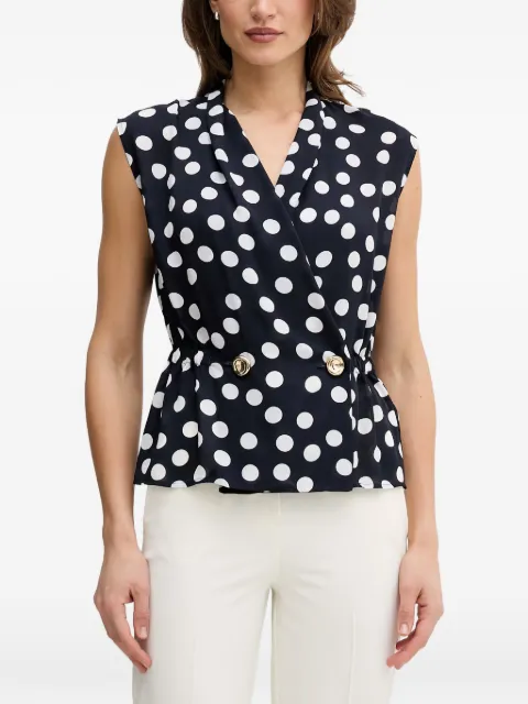 Joseph Ribkoff polka-dot wrap-style top