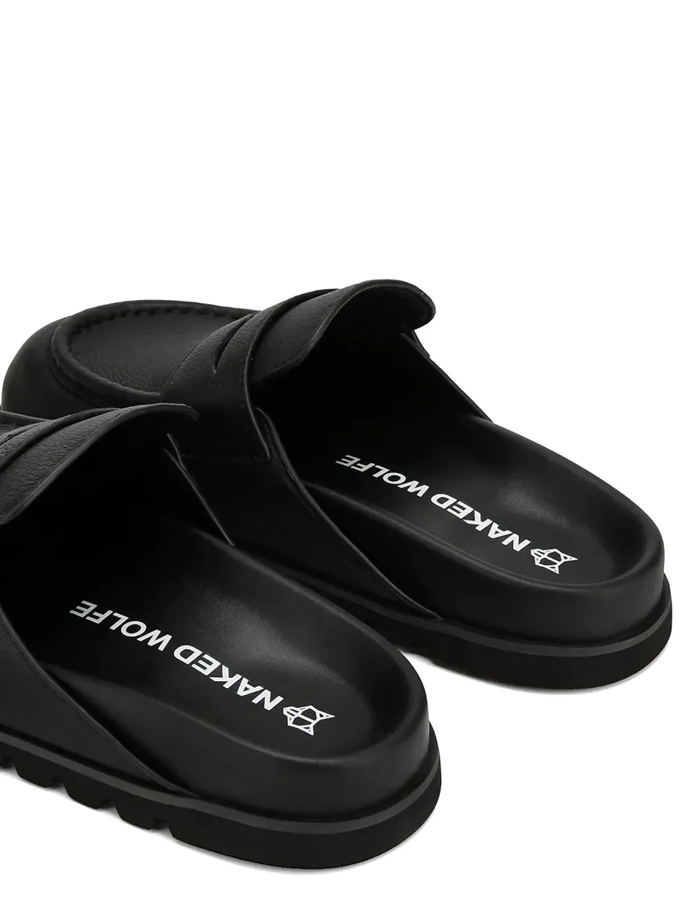 NAKED WOLFE Cord slippers met penny bandje en bewerkte zoom Zwart