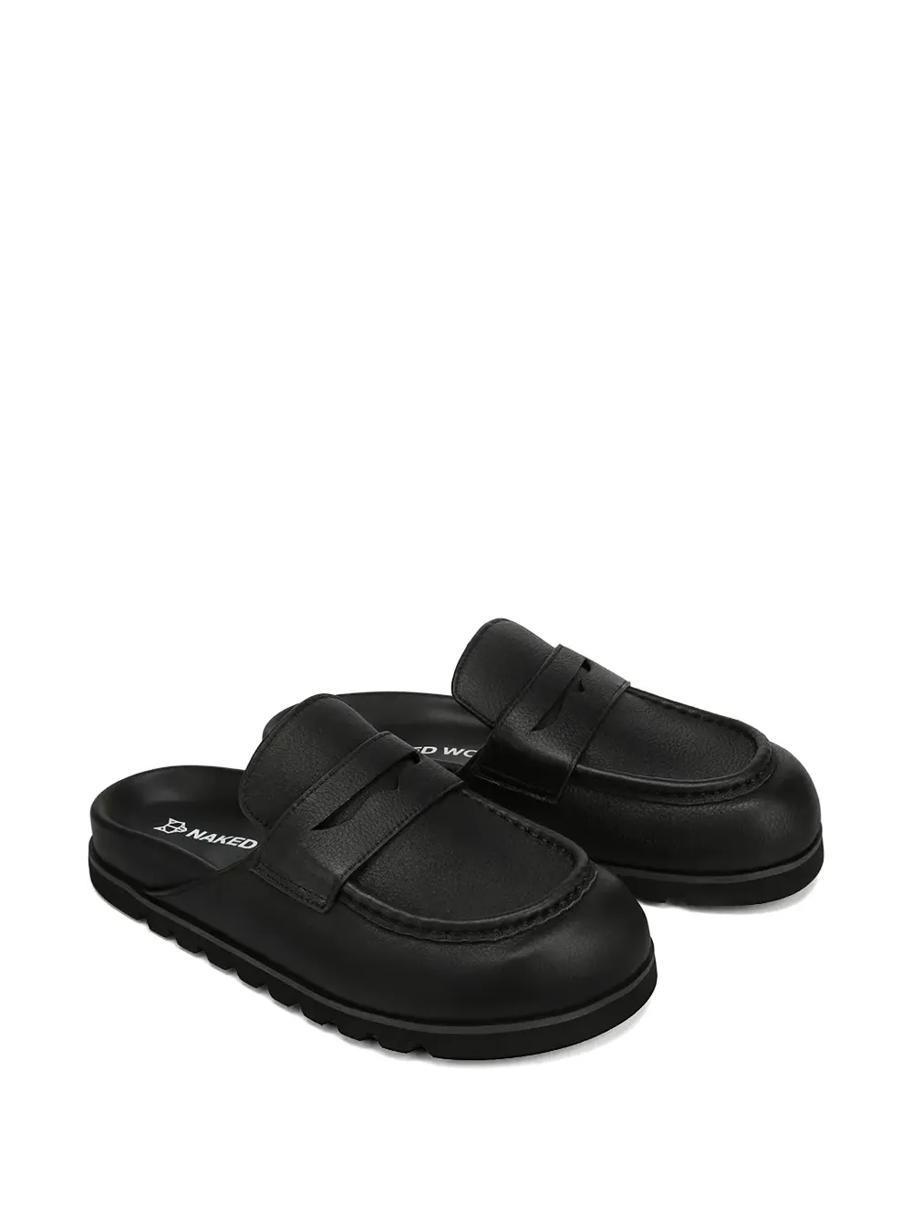 NAKED WOLFE Cord slippers met penny bandje en bewerkte zoom Zwart
