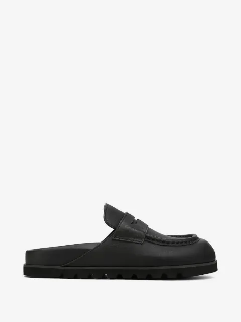 NAKED WOLFE Cord pebble-embossed penny-strap slides