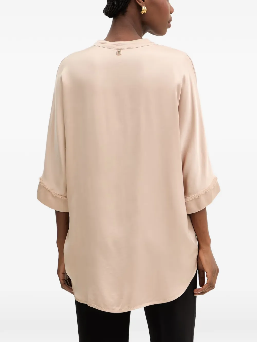 FRACOMINA Blouse met franje Beige