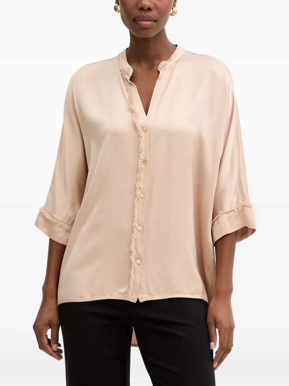 FRACOMINA frayed-trim blouse - Toni neutri