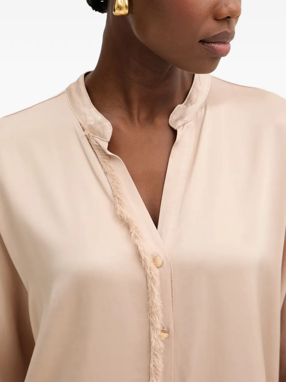 FRACOMINA Blouse met franje Beige