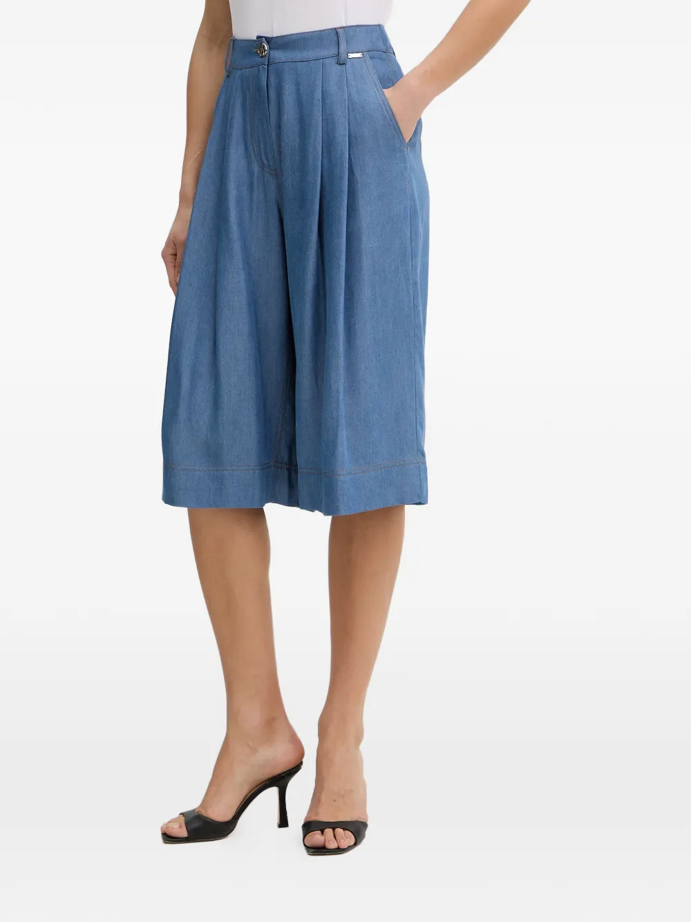 FRACOMINA pleated high-waisted shorts - Blu
