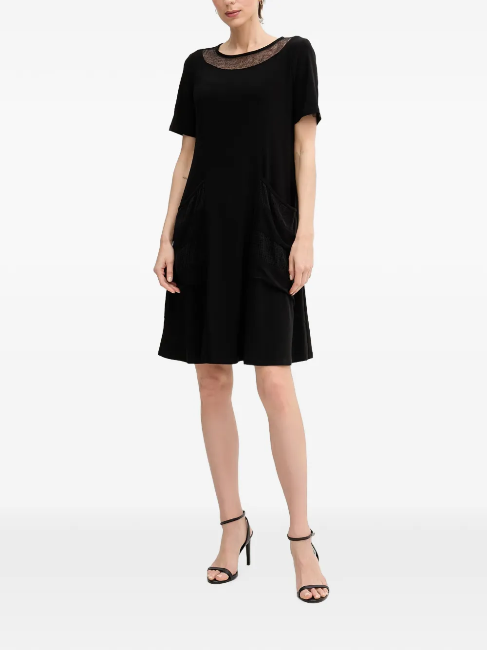Joseph Ribkoff mini-jurk met mesh vlak en zak Zwart