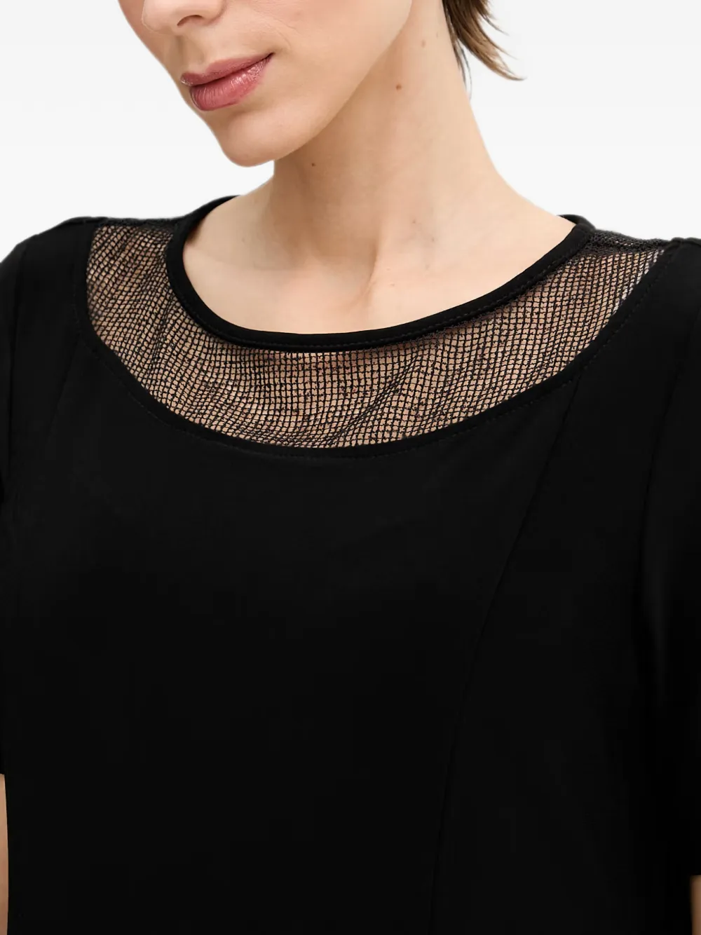 Joseph Ribkoff mini-jurk met mesh vlak en zak Zwart