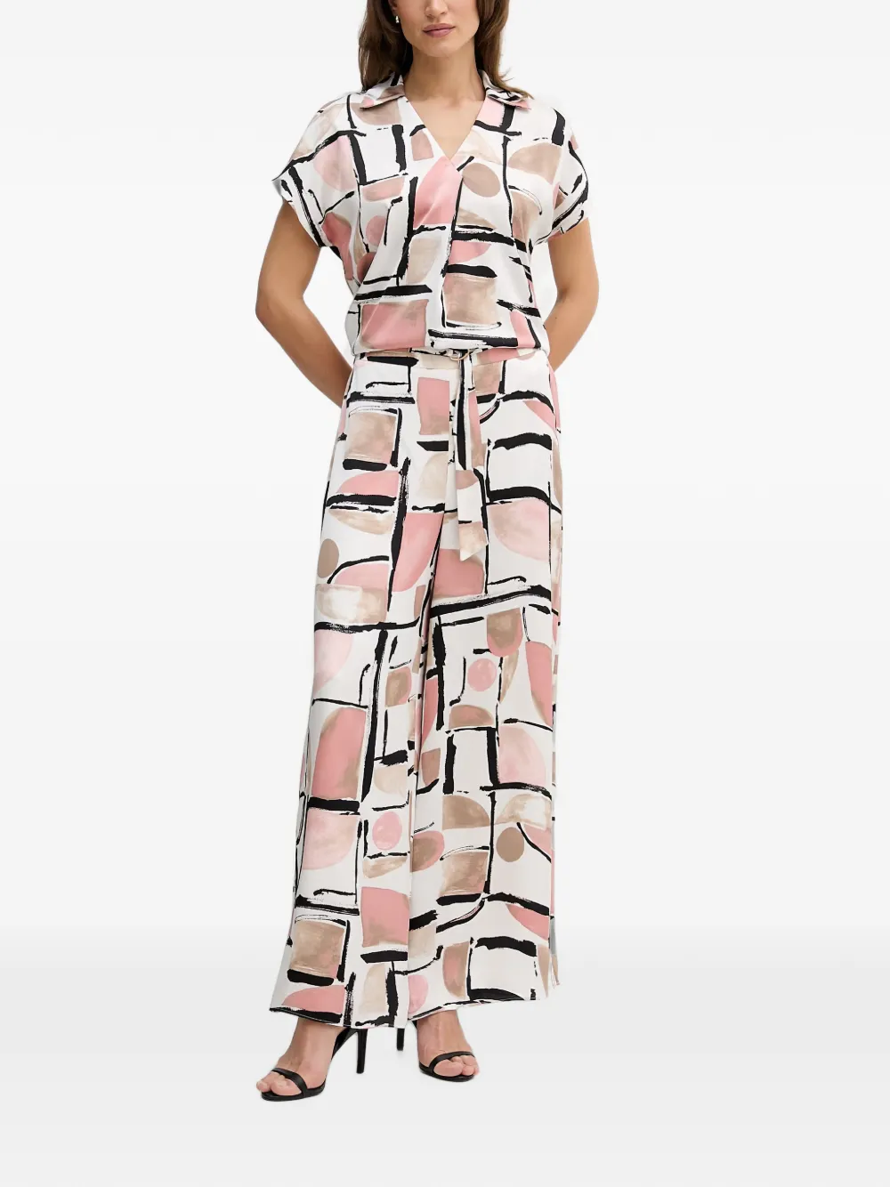 Joseph Ribkoff Top met abstracte print en korte mouwen Wit