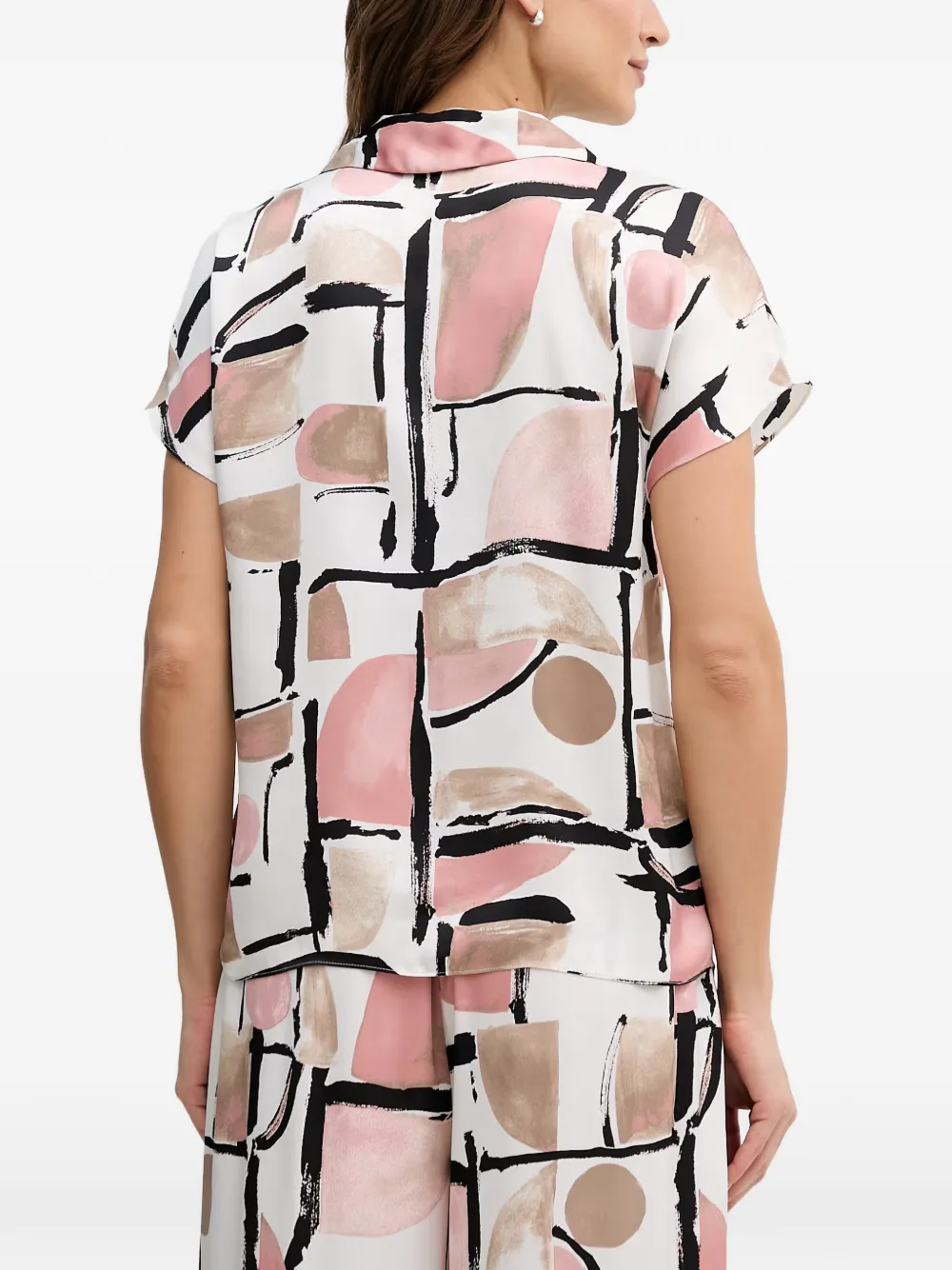 Joseph Ribkoff Top met abstracte print en korte mouwen Wit