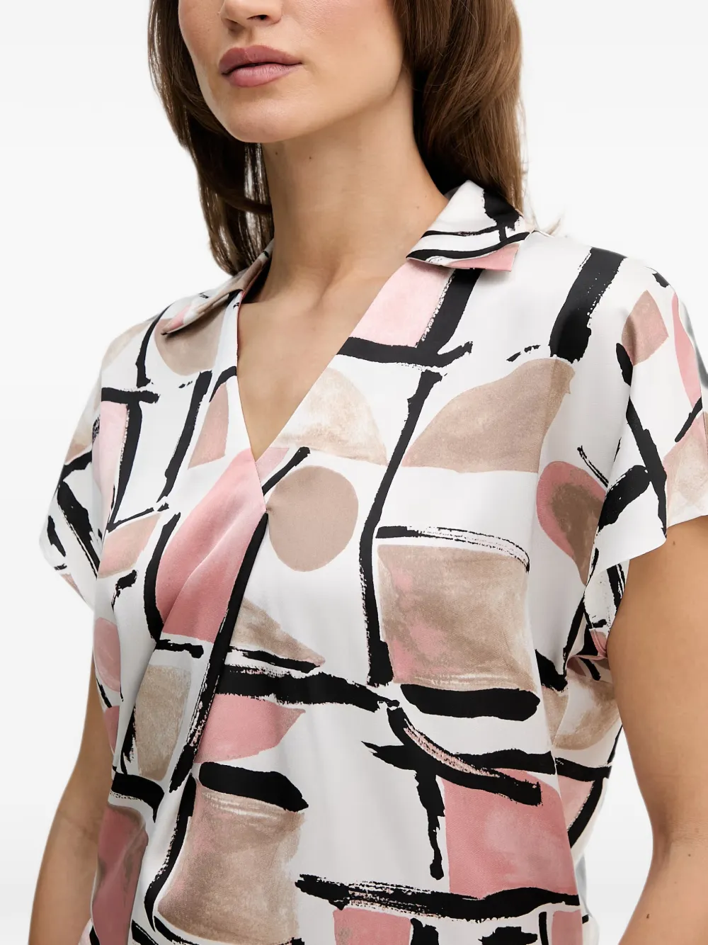Joseph Ribkoff Top met abstracte print en korte mouwen Wit
