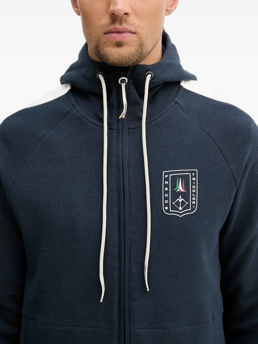 Aeronautica Militare Hoodie met logoprint en rits Blauw