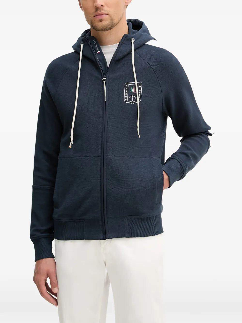 Aeronautica Militare Hoodie met logoprint en rits Blauw