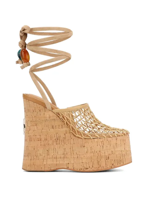 NAKED WOLFE Iris mesh-panelled cork sandals