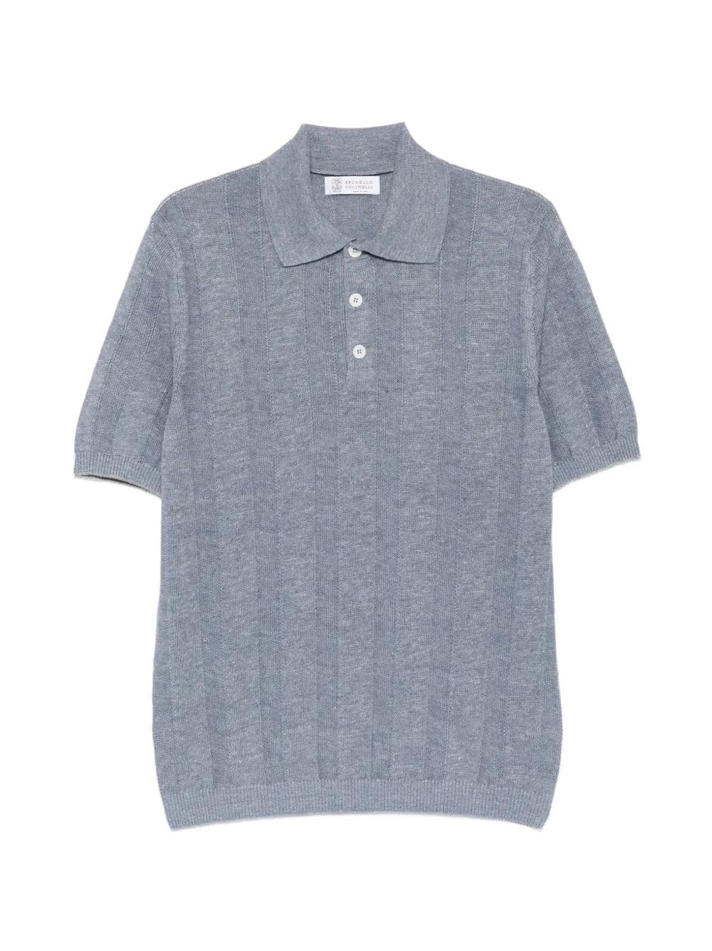 Brunello Cucinelli stripe-knit polo shirt - Blau
