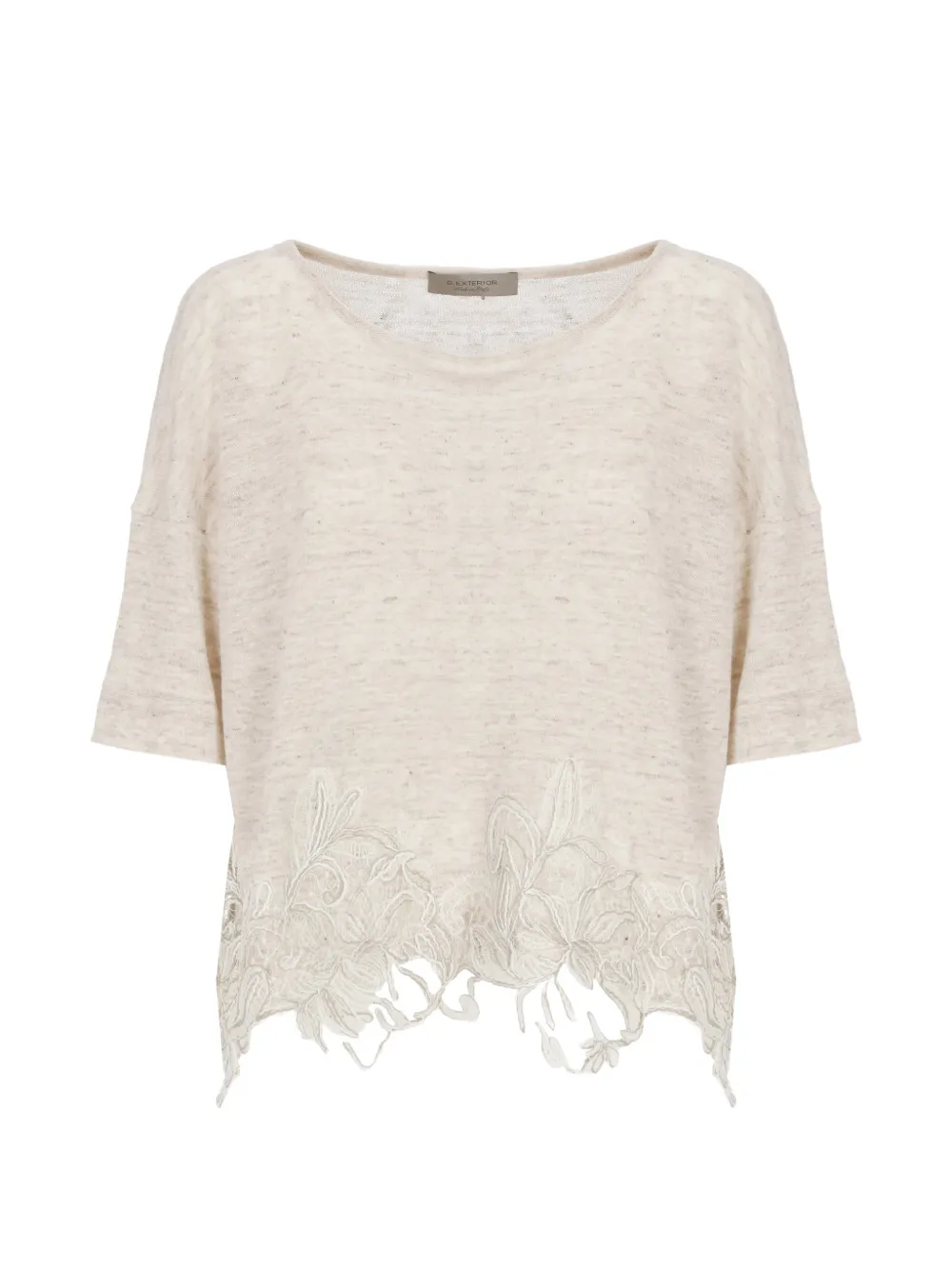 D.Exterior lace-trim short-sleeve poncho - Rosa