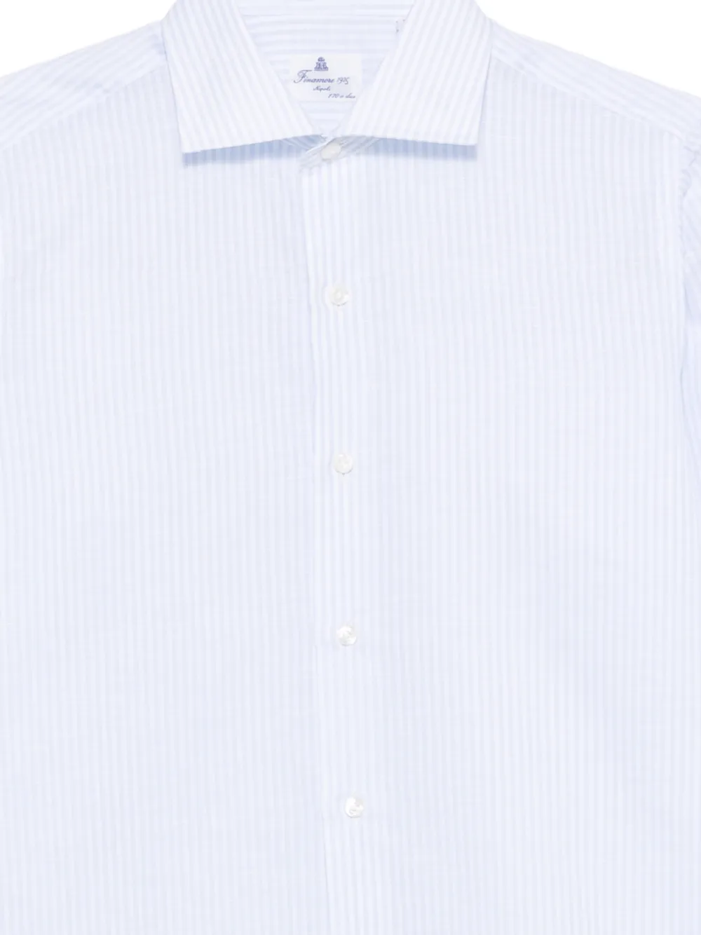Finamore 1925 Napoli Overhemd met gespreide kraag Blauw