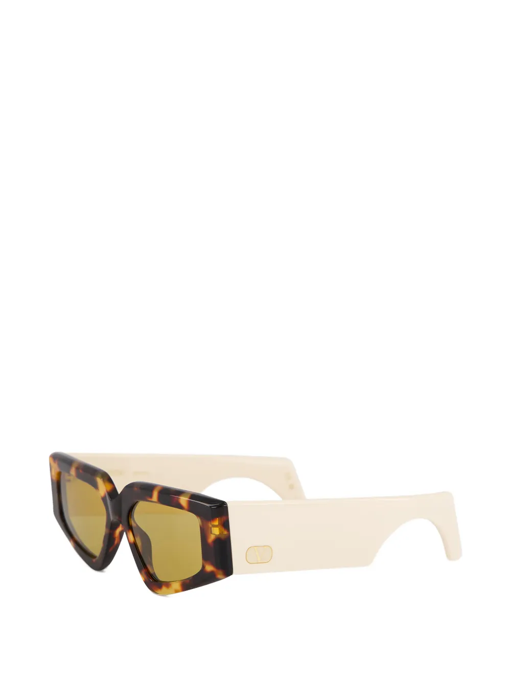 VALENTINO GARAVANI EYEWEAR Zonnebril met geometrisch montuur en V-logo Bruin