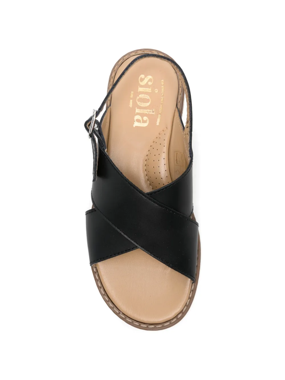 Siola Sandalen met gekruiste bandjes en gespsluiting Zwart