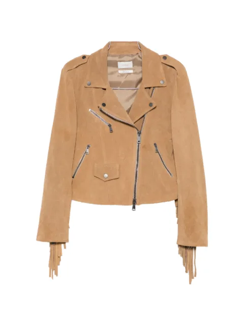 VICOLO fringe-trimmed biker jacket