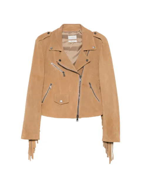 VICOLO fringe-trimmed biker jacket
