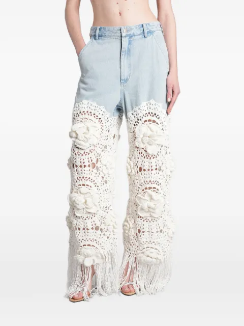 Giuseppe Di Morabito Calça de crochê com aplicação floral