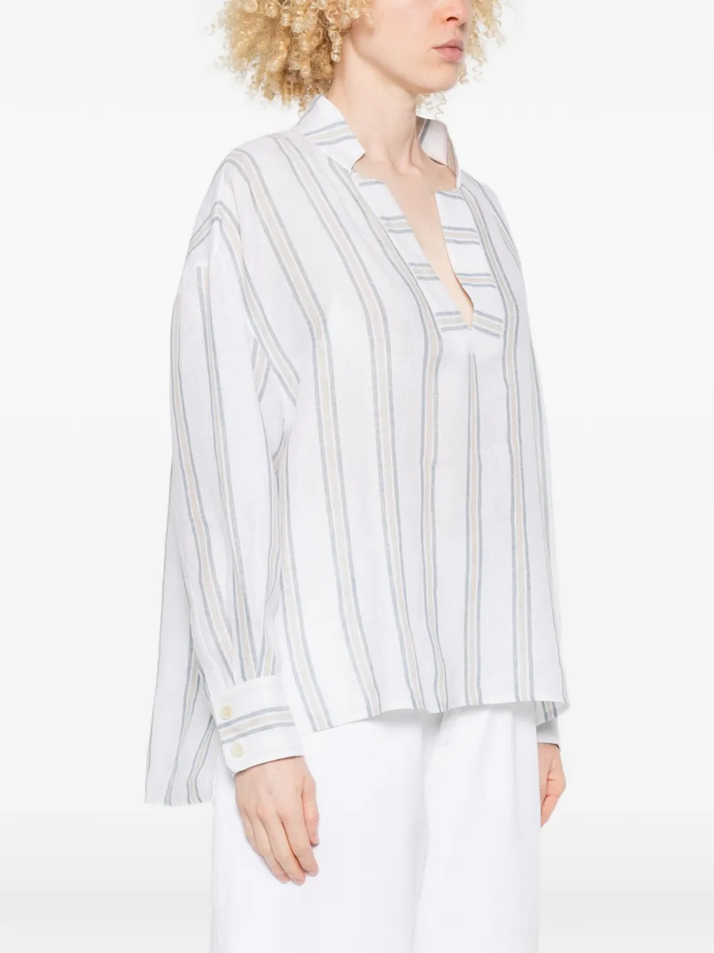  Fedeli Blouse Martin à Rayures - Blanc 