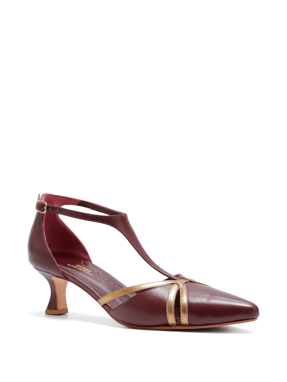 Sarah Chofakian Salomé Villa Cetinale t-strap leather pumps Rood