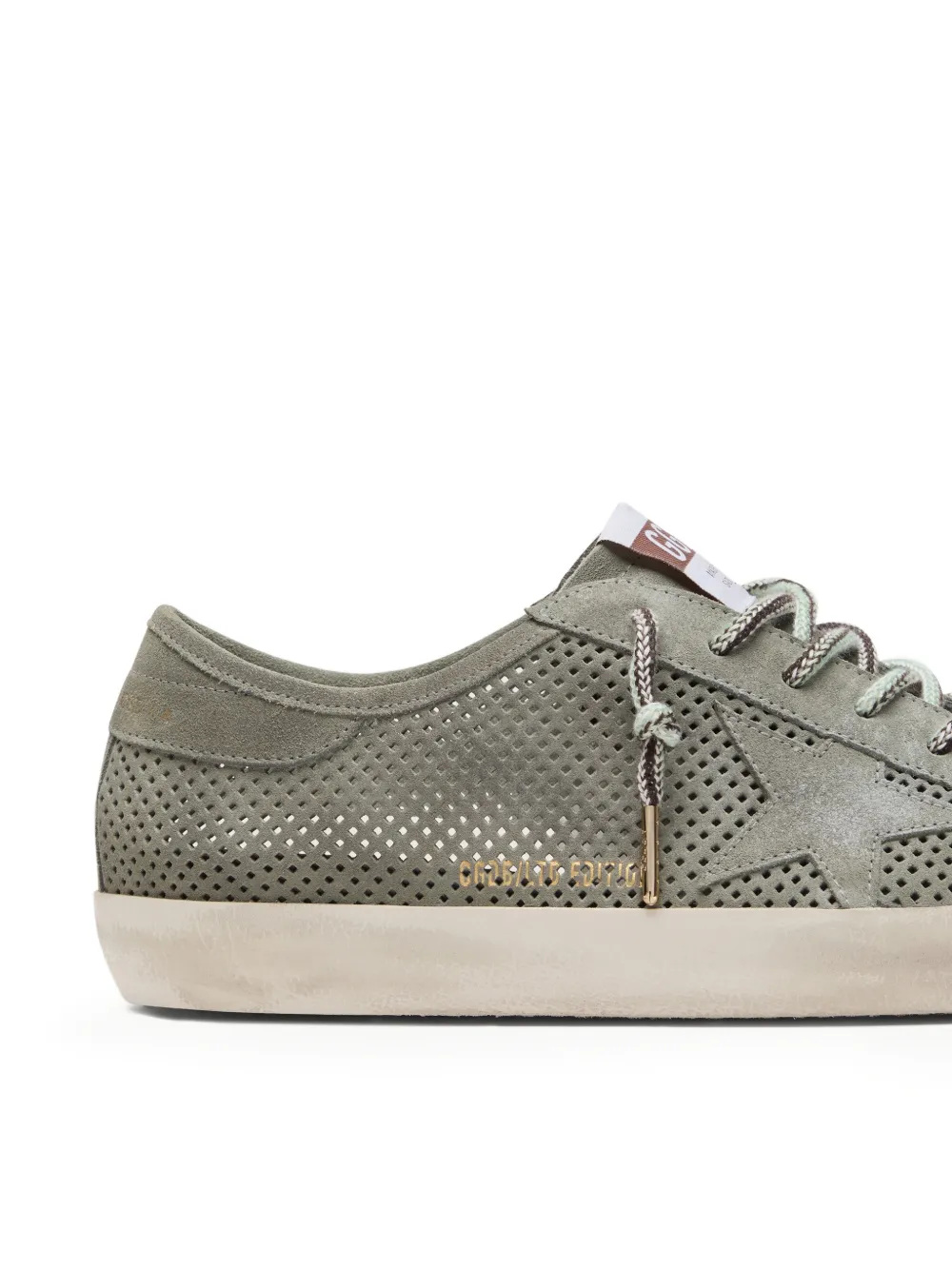 Golden Goose Super-Star geperforeerde suède sneakers met sterdetail Groen