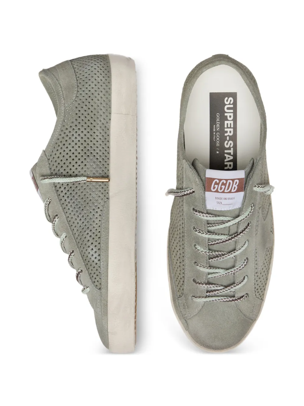 Golden Goose Super-Star geperforeerde suède sneakers met sterdetail Groen