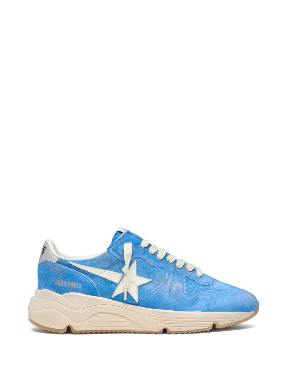 Golden Goose Running Sole in bright blue suede with white star sneakers