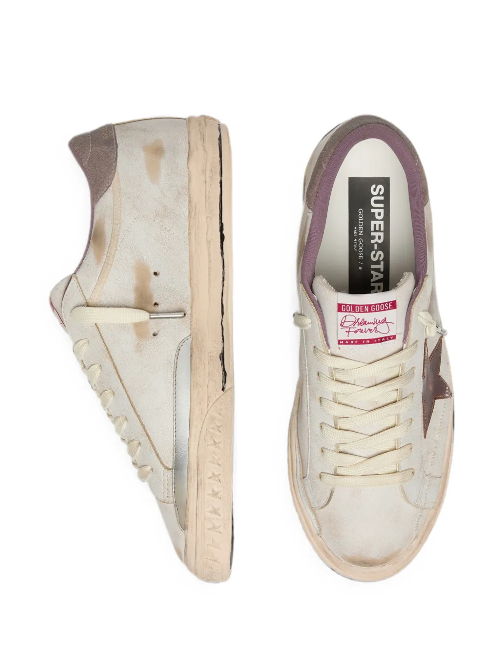 Golden Goose Super-Star gelamineerde leren sneakers met ster Wit
