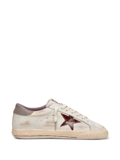 Golden Goose Super-Star in white leather with burgundy laminated leather star sneakers
