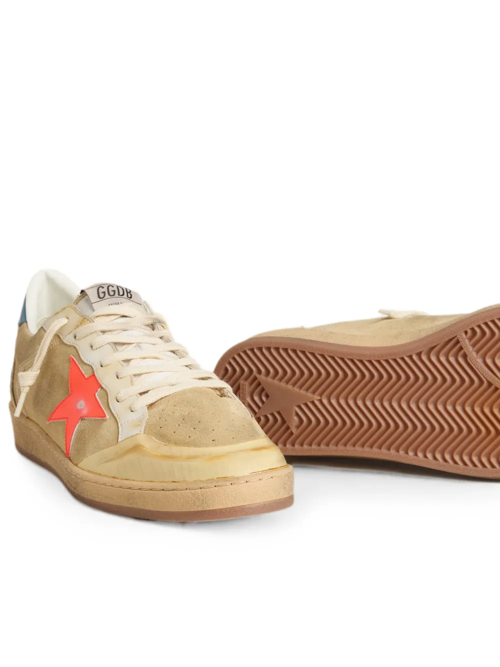 Golden Goose Ball Star leren suède sneakers met hiellus en ster Beige