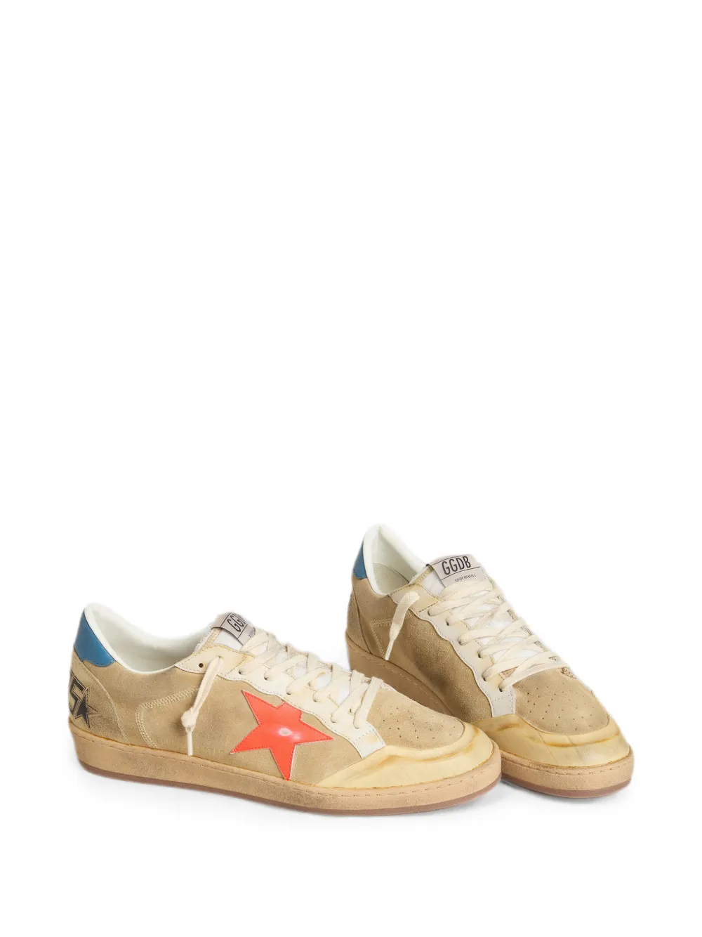 Golden Goose Ball Star leren suède sneakers met hiellus en ster Beige